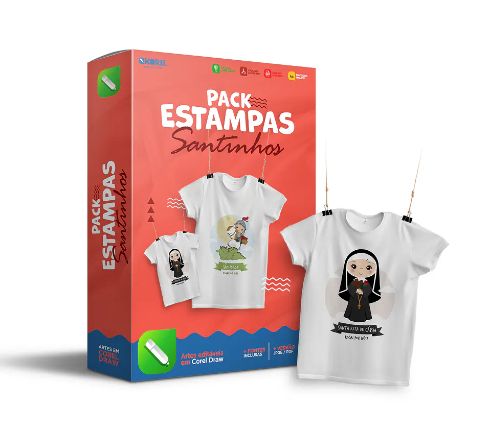 14 Arte Camisa Santinhos Católicos Editável Corel Draw + Png 1