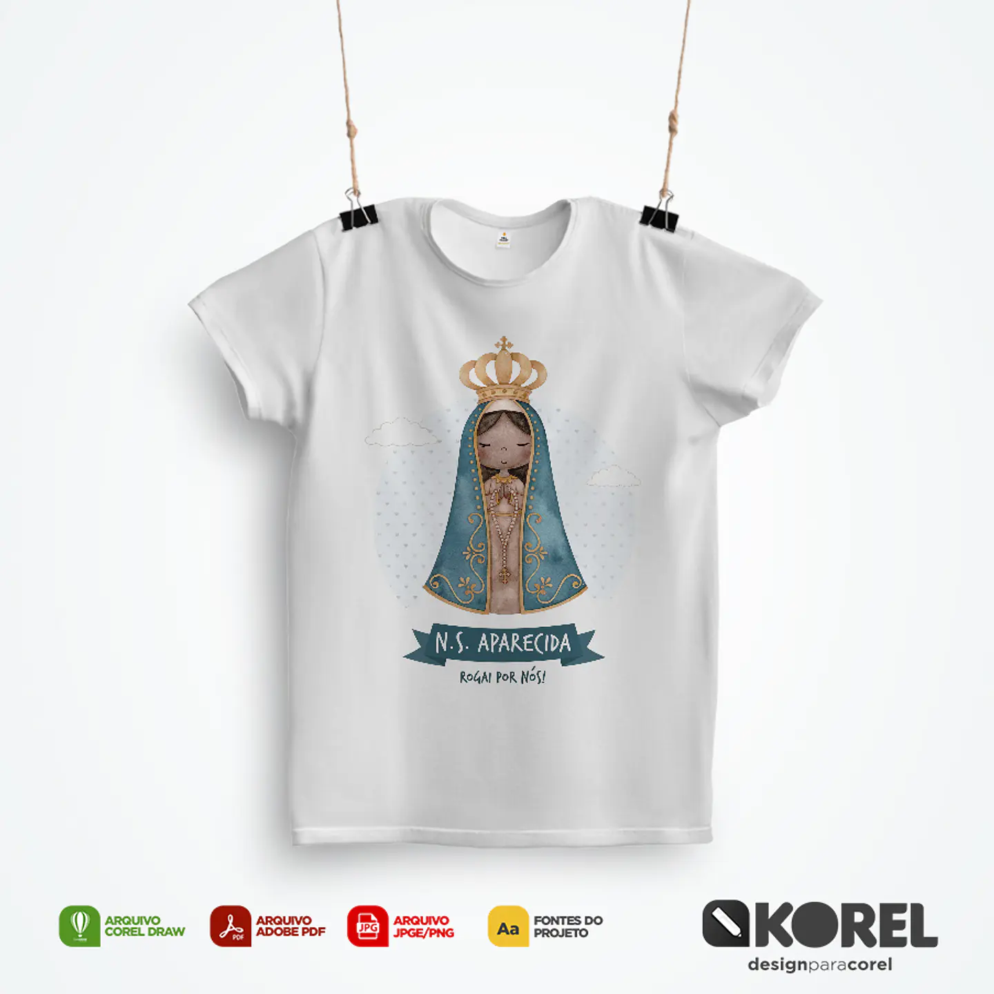 14 Arte Camisa Santinhos Católicos Editável Corel Draw + Png 6