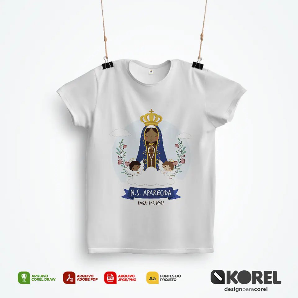 14 Arte Camisa Santinhos Católicos Editável Corel Draw + Png 7