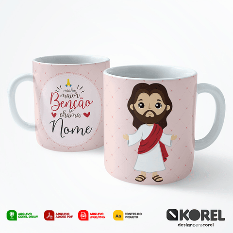 Arte Caneca Jesus Cristo 2 Santinho Editável + Pdf