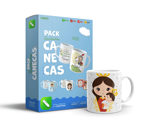 30 Artes Caneca Santinhos Católicos Editável Corel Draw + Pdf