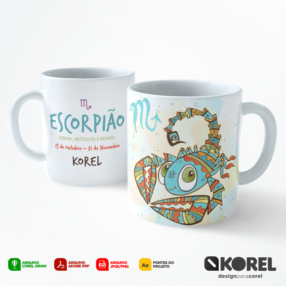 12 Artes Caneca Signos Editável Corel Draw + Pdf 3