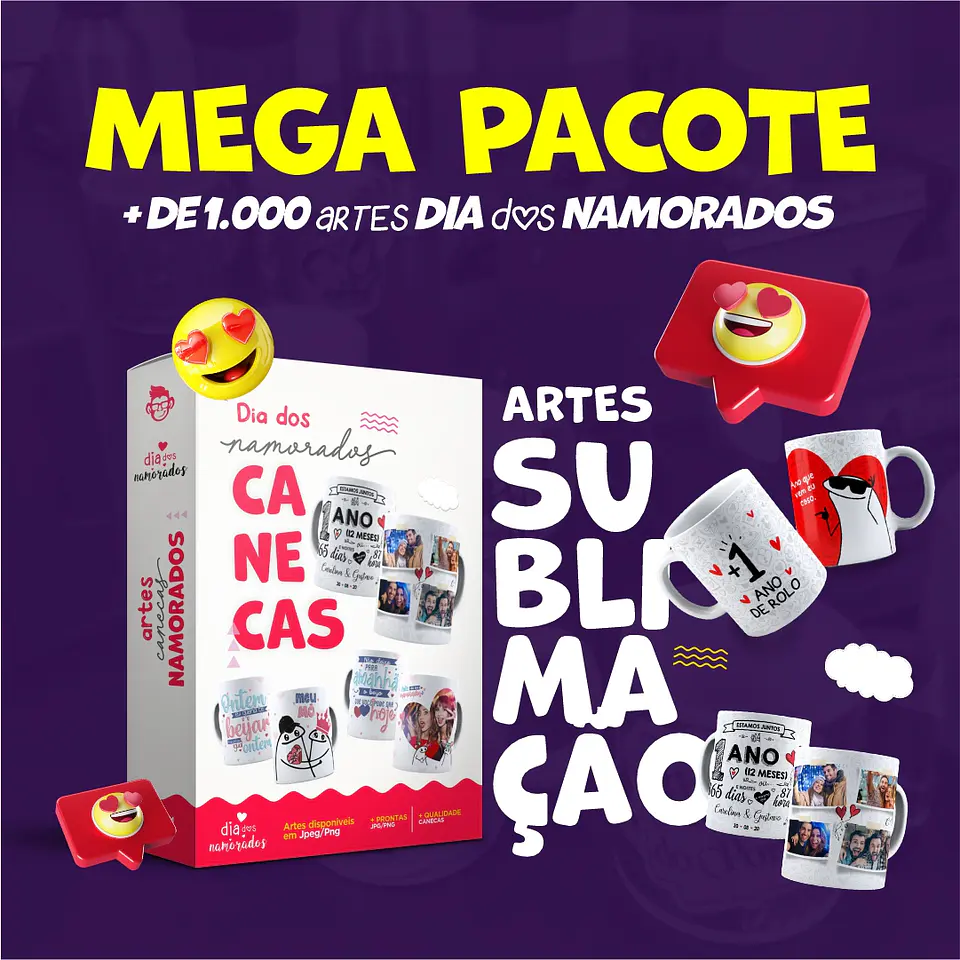 Artes Caneca Dia dos Namorados Camisa Almofadas Completo Arquivos Jpg Png + Mockups 1