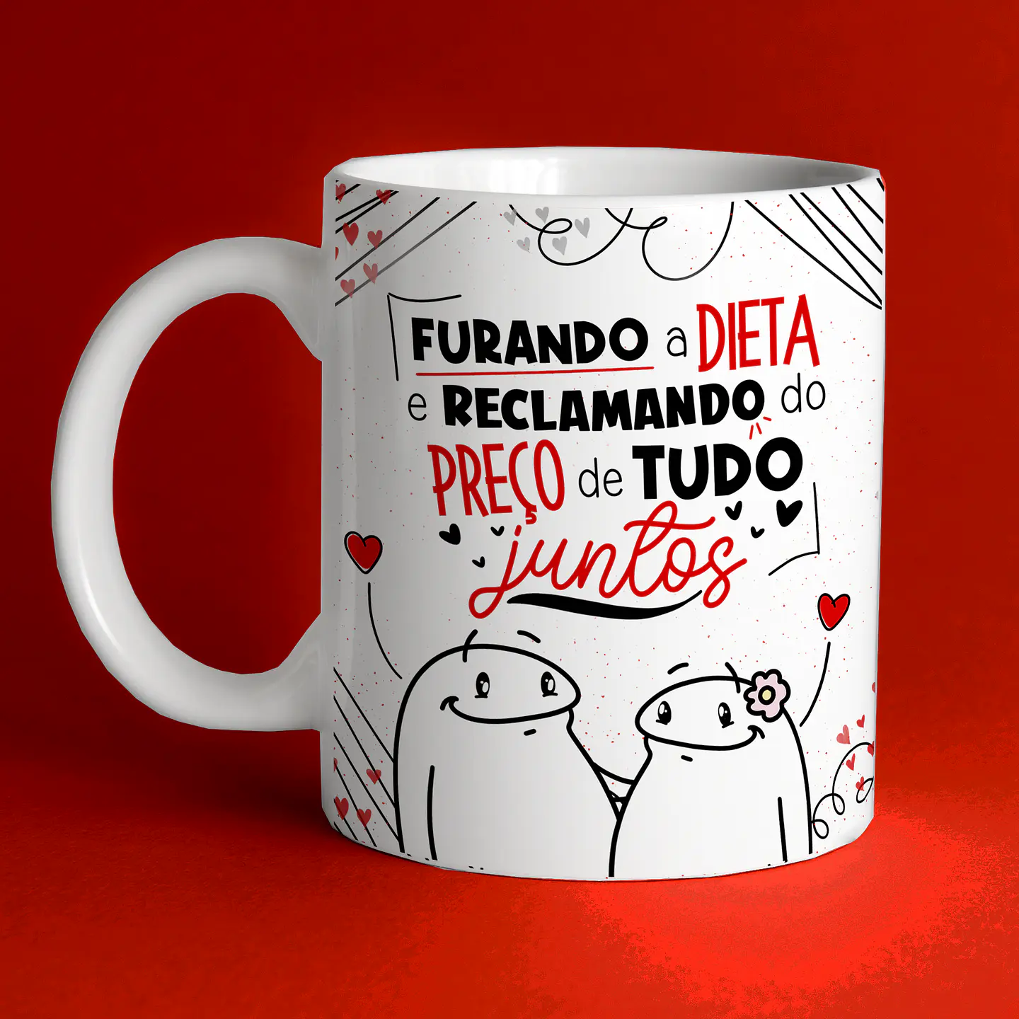 Arte Caneca Namorado Furando a dieta e reclamando do Preço de Tudo juntos 1