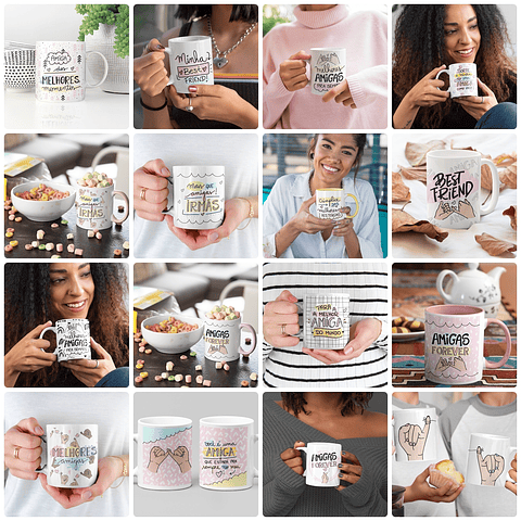 Pacote de Artes Amizade Amigas Caneca Frases Best Friend Arquivos Png