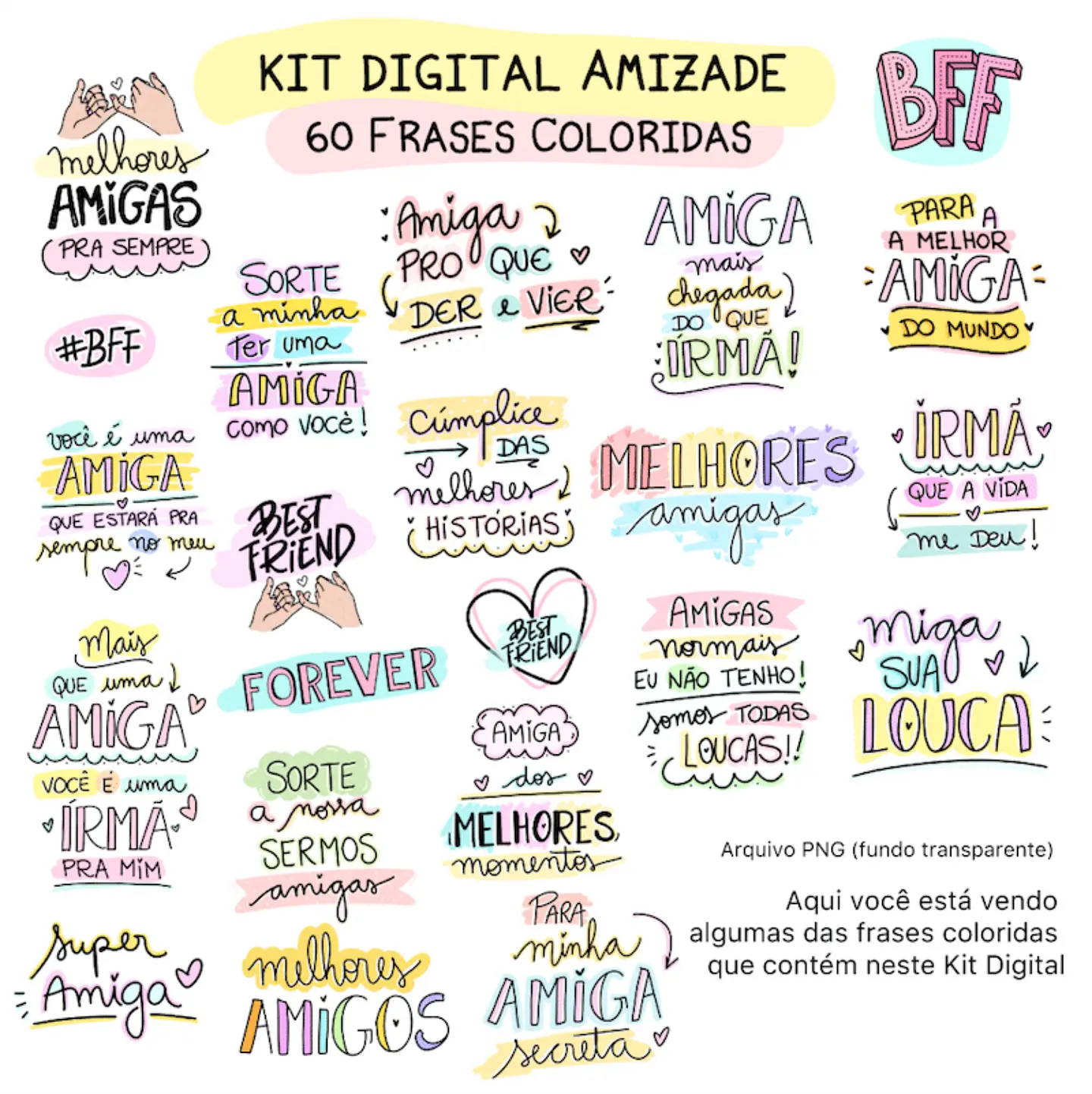 Pacote de Artes Amizade Amigas Caneca Frases Best Friend Arquivos Png 3