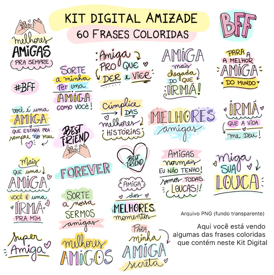 Pacote de Artes Amizade Amigas Caneca Frases Best Friend Arquivos Png 3