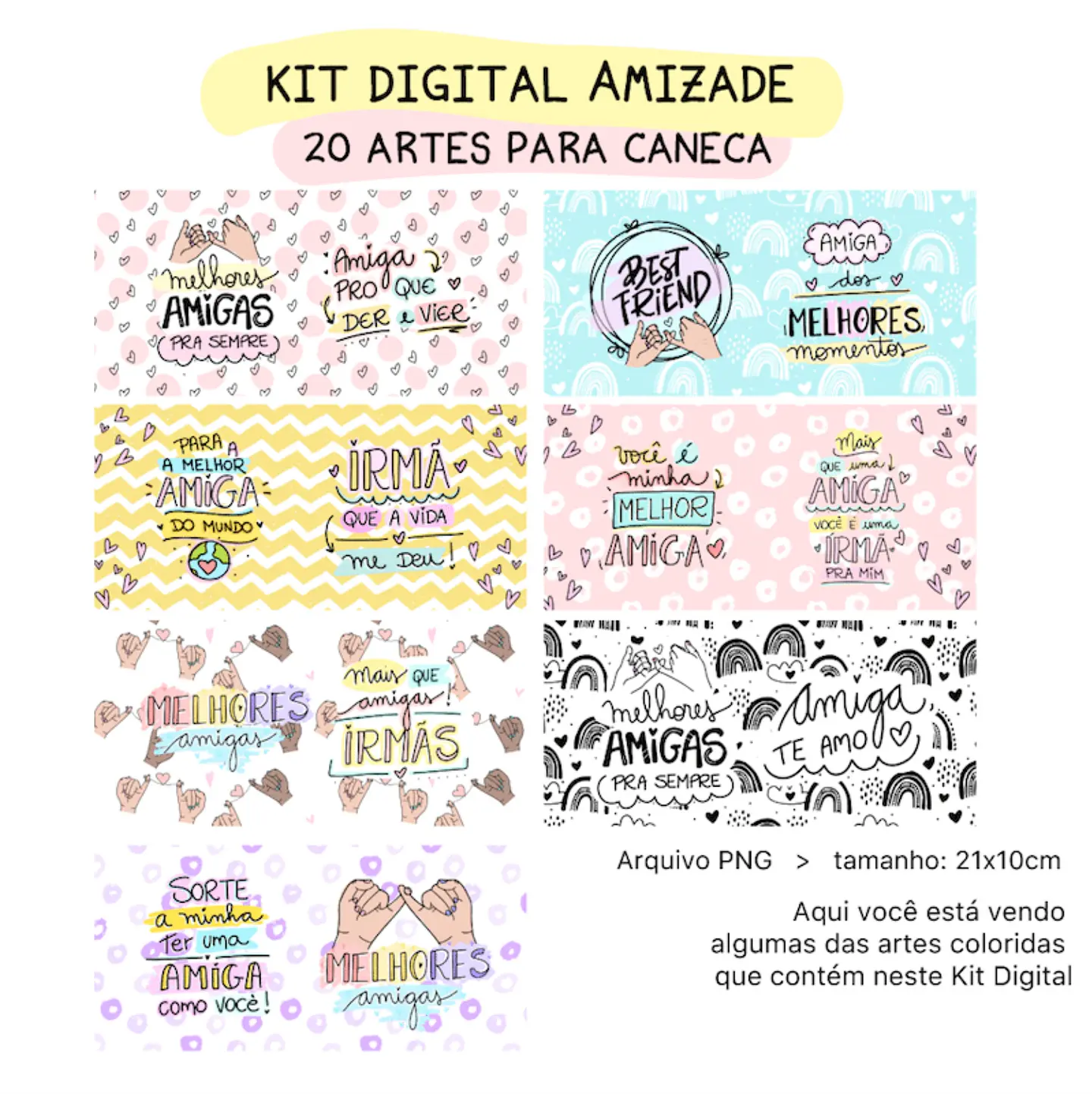 Pacote de Artes Amizade Amigas Caneca Frases Best Friend Arquivos Png 6