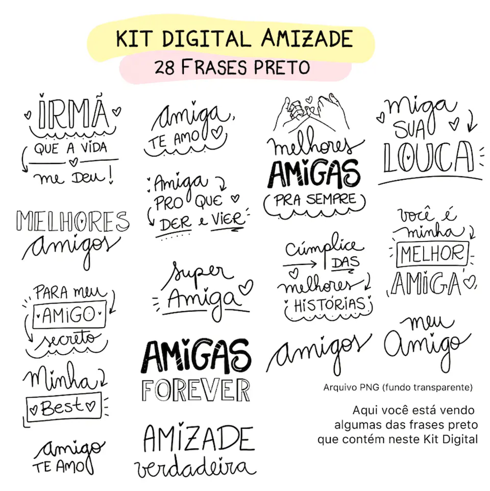 Pacote de Artes Amizade Amigas Caneca Frases Best Friend Arquivos Png 16