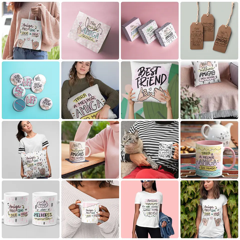Pacote de Artes Amizade Amigas Caneca Frases Best Friend Arquivos Png 8