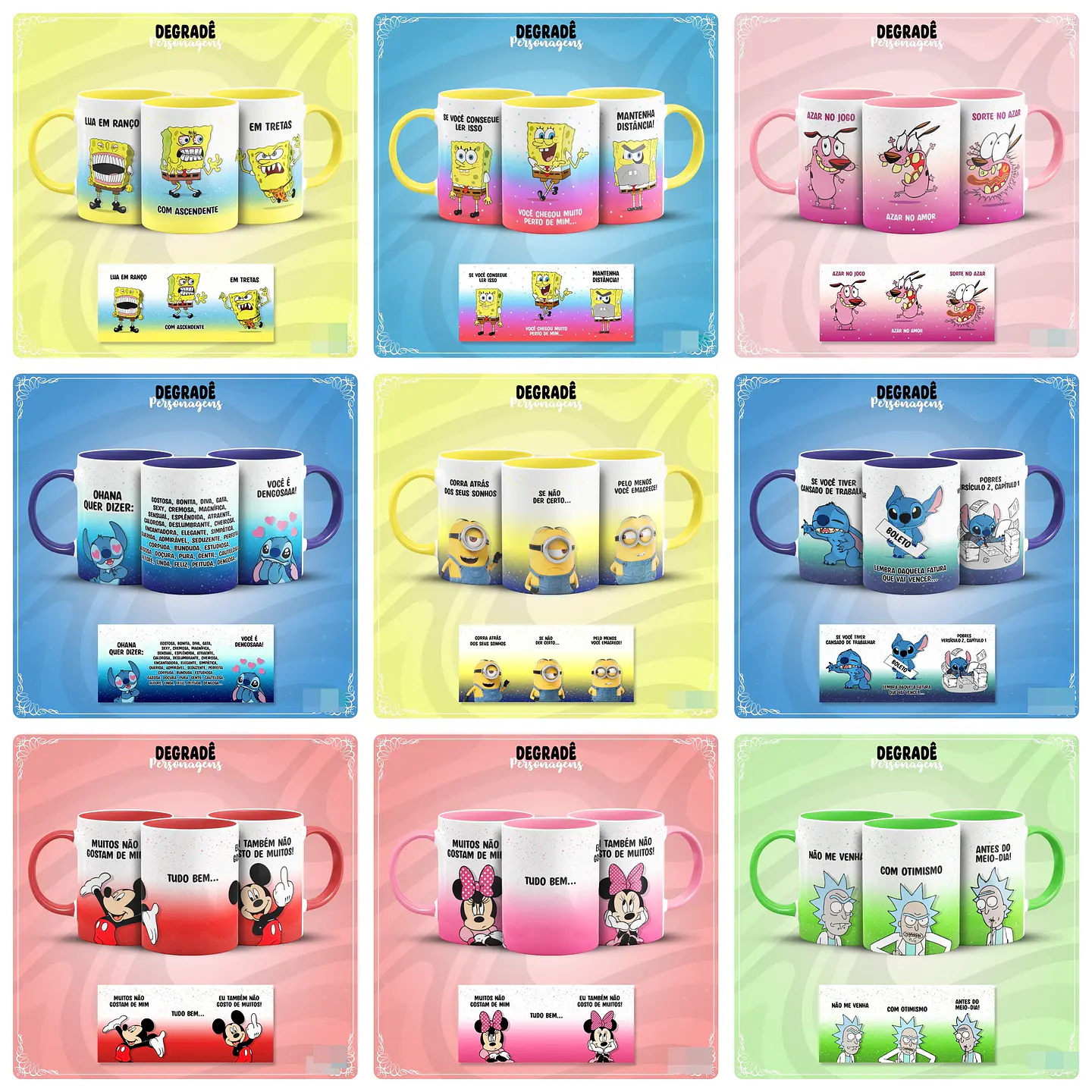 30 Artes para Caneca  Personagens Degradê em Jpg 2