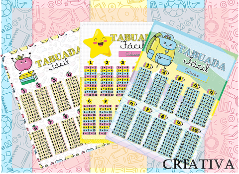 Arquivo Escolar Tabuada Criativa em Jpg