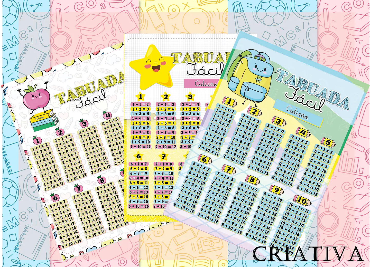 Arquivo Escolar Tabuada Criativa em Jpg 1