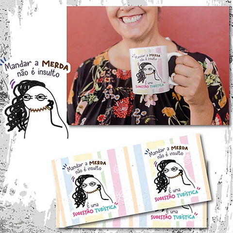 Arte Caneca Manda a merda não é insulto é uma sugestão turística Png