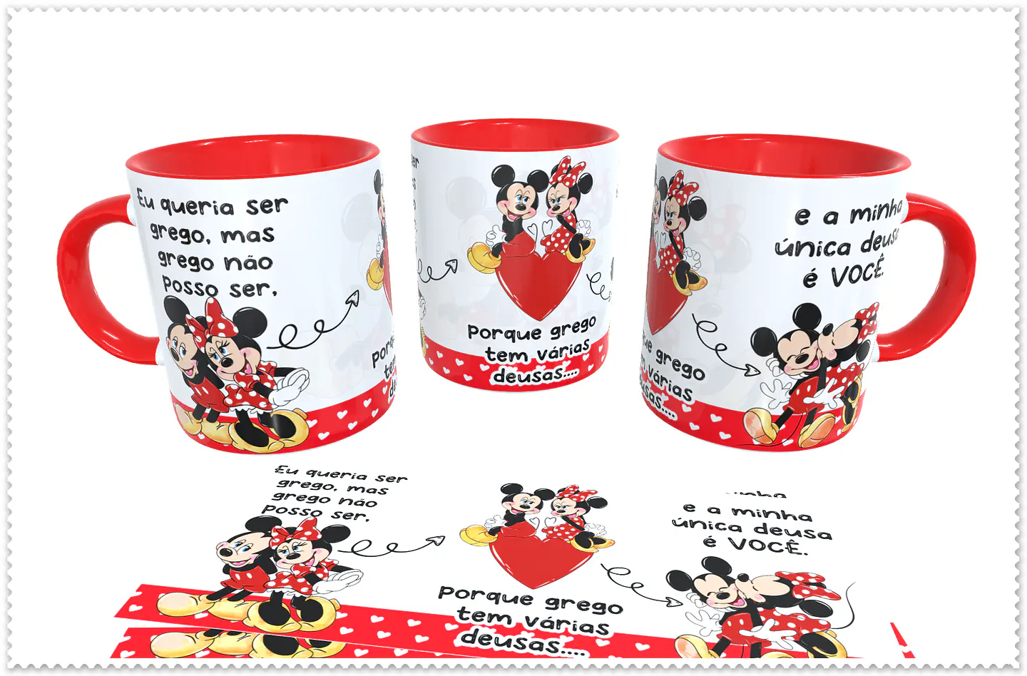 Artes para Caneca Namorados Mickey e Minnie Grego em CorelDraw 1