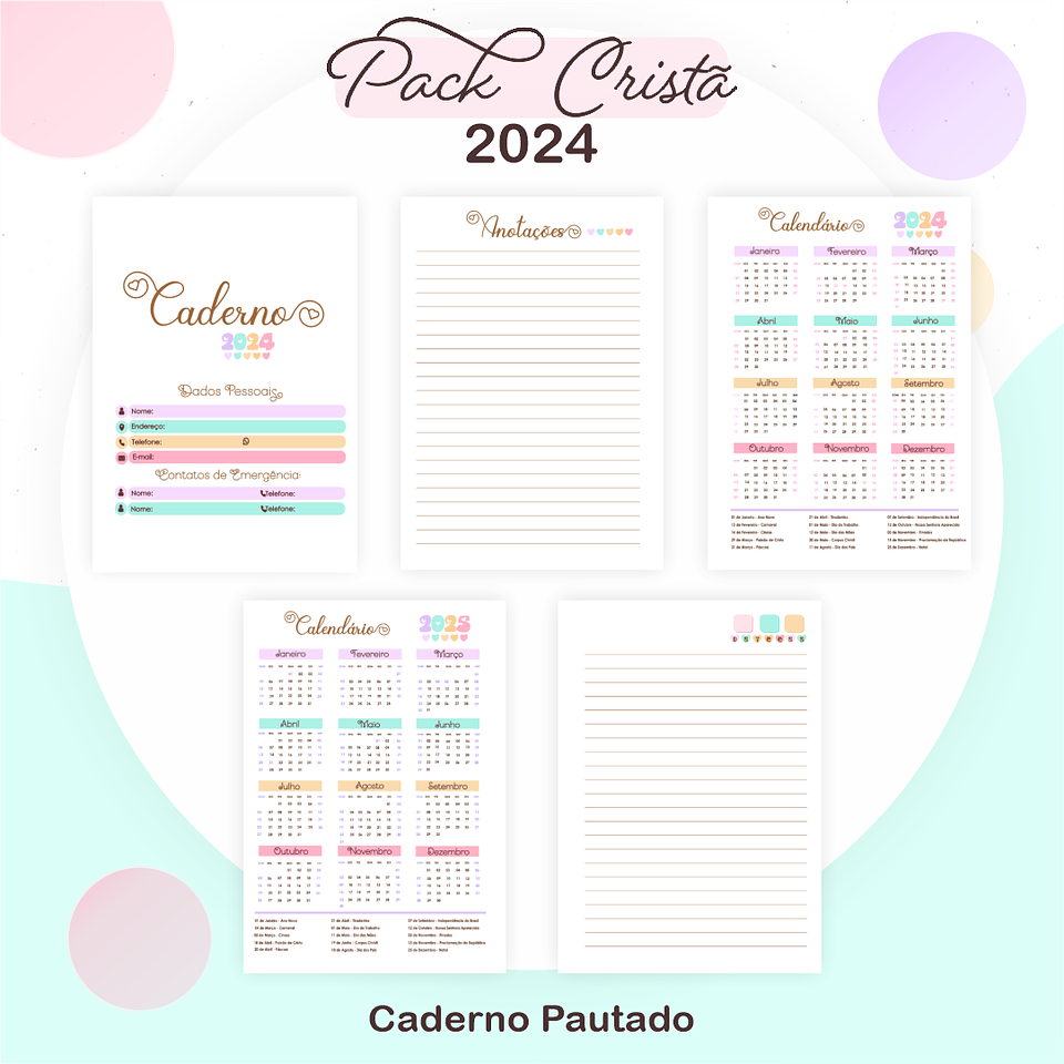 Arquivos Prontos Agenda Caderno 2024 Versículos e Louvores 12