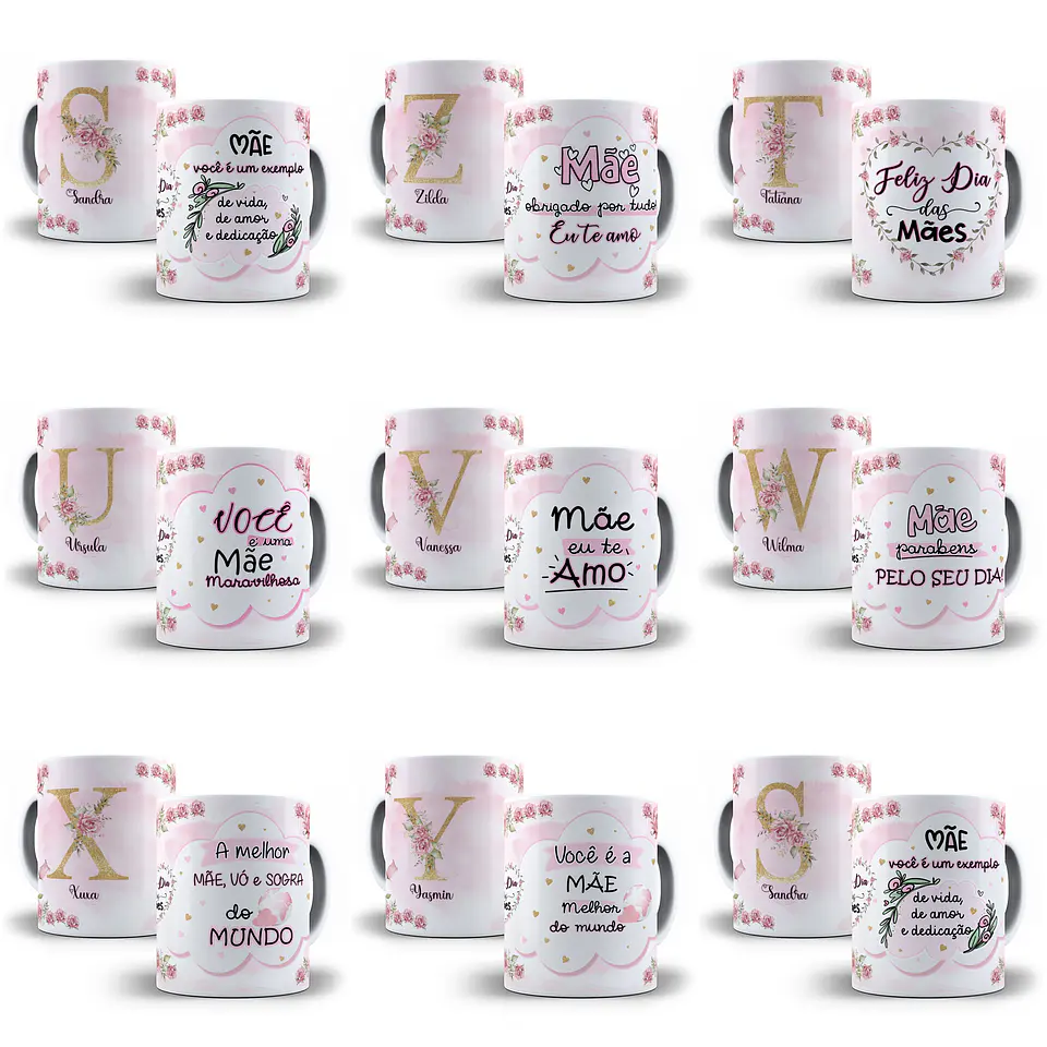 26 Artes Canecas Alfabeto Dia das Mães Arquivos em CorelDraw 2