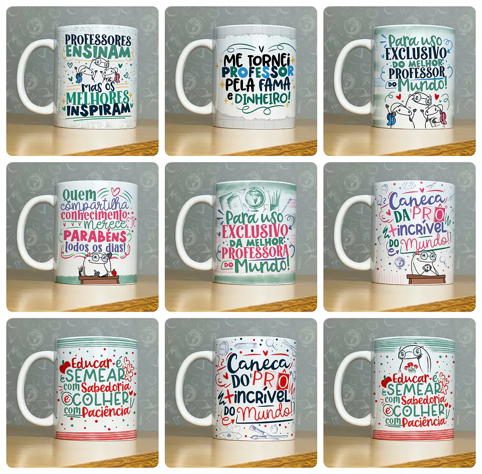 52 Artes para Caneca Dia do Professor - Kit Digital Dia dos Professores Arquivos Png 3