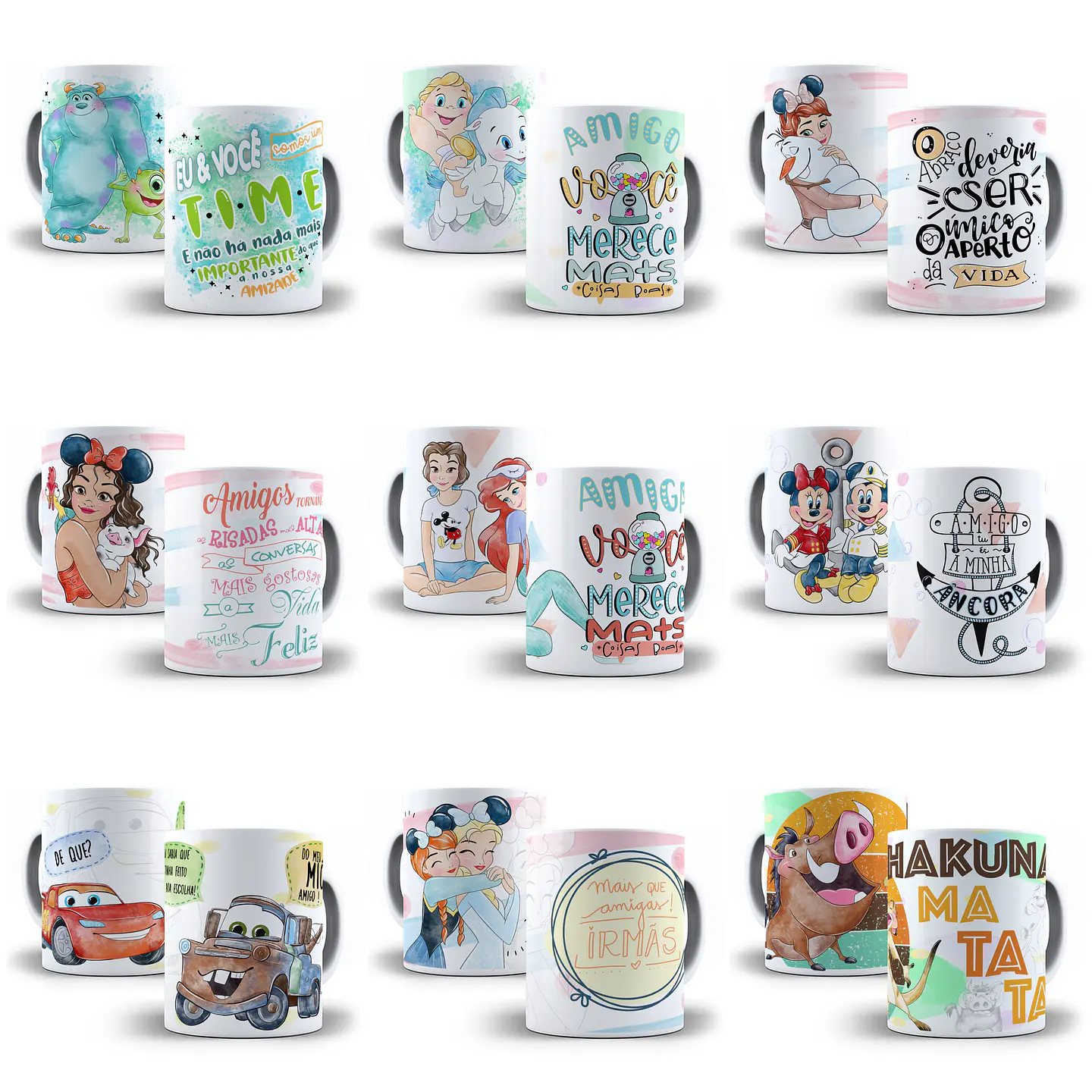 12 Artes para Caneca Amizade Personagens em Corel Draw 1