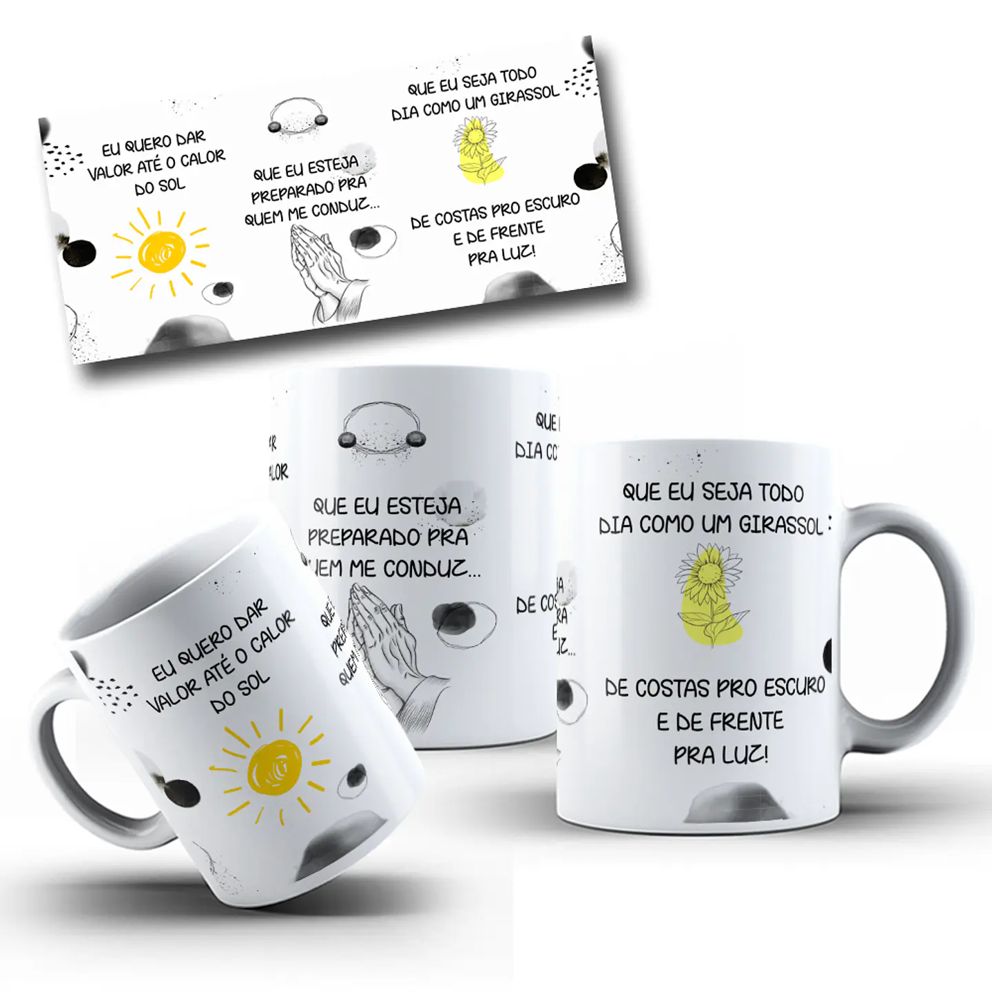 10 Artes Canecas Fé Hinos Religião Frases em Corel Draw 6