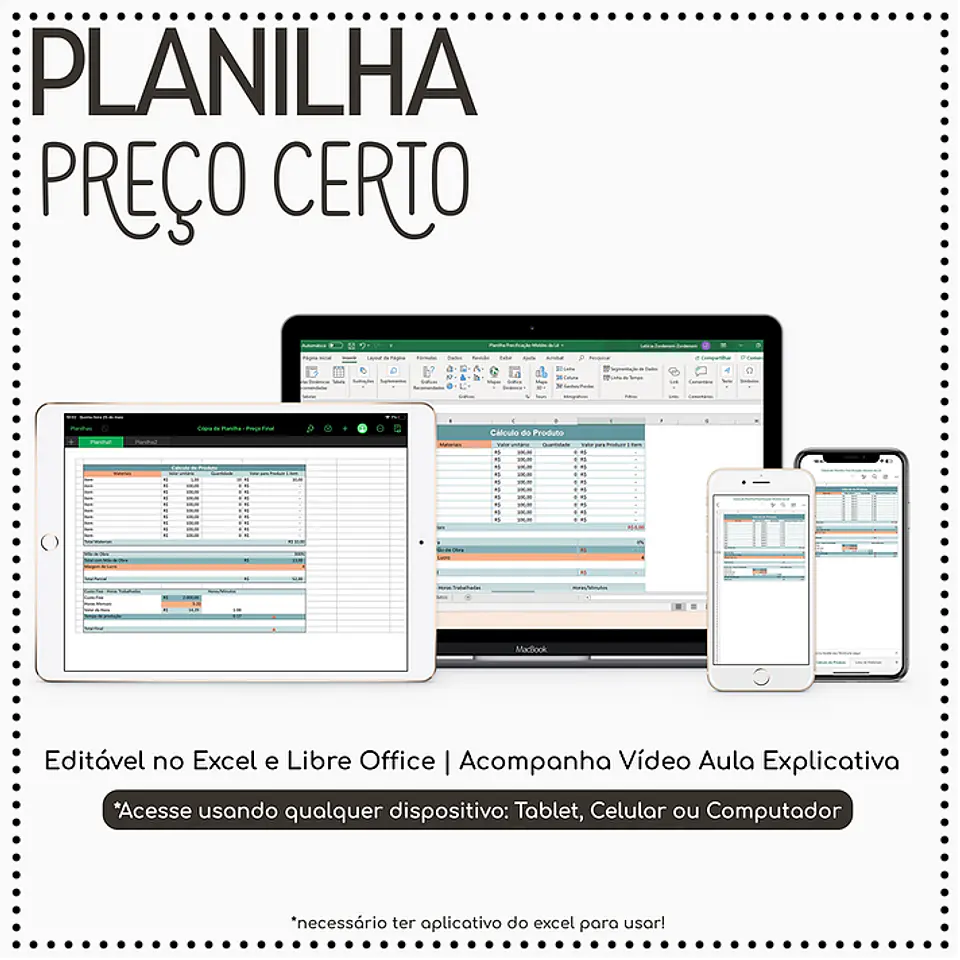 Arquivo Planilha Preço Certo para Precificação em Excel  1
