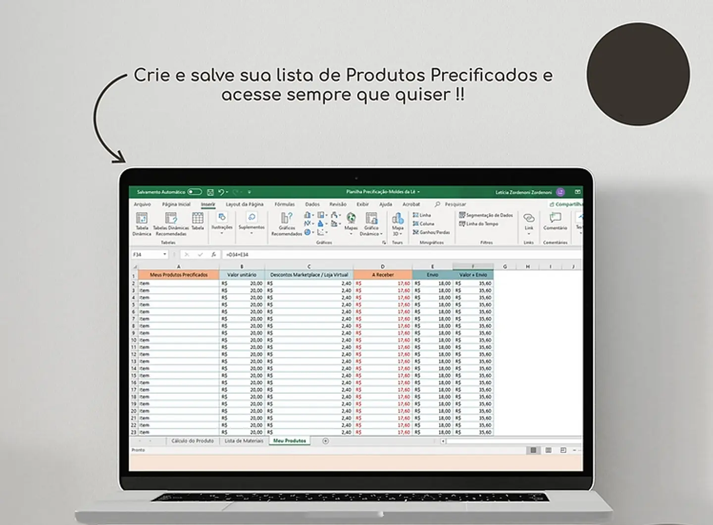 Arquivo Planilha Preço Certo para Precificação em Excel  2