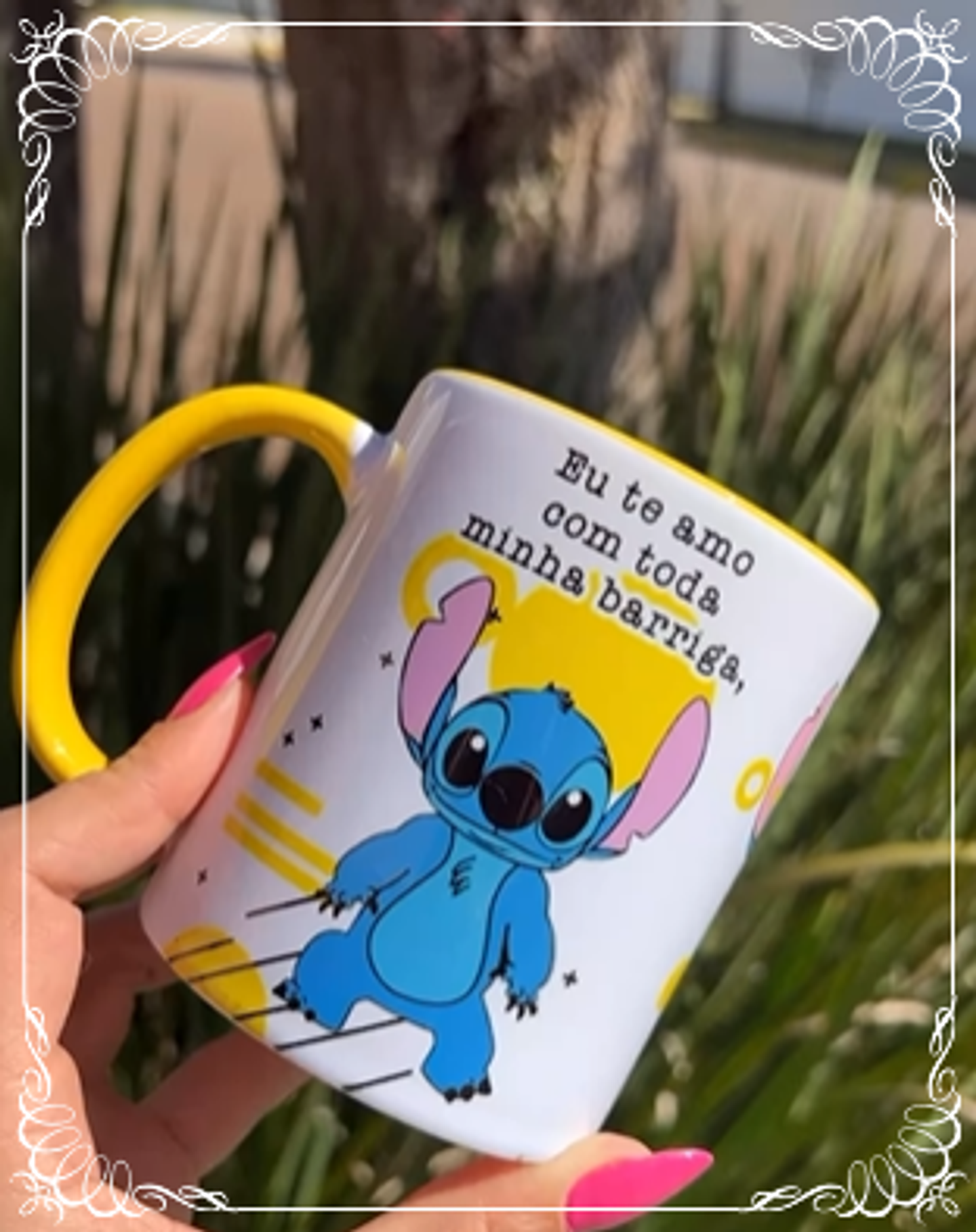 Artes para Caneca Stitch do Tamanho da Minha Barriga em Corel Draw 1