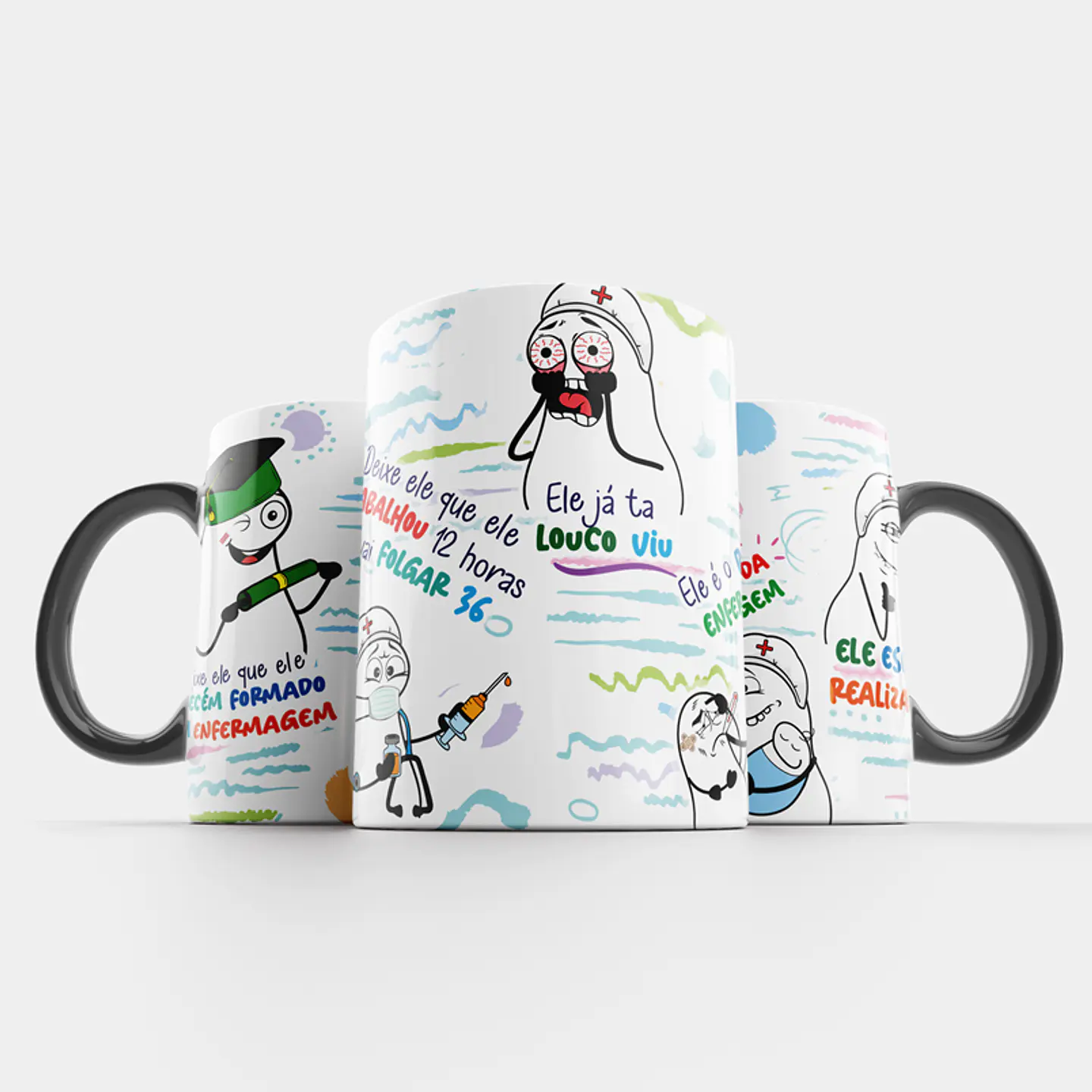 Arte Caneca Deixe ele que ele é recém formado em enfermagem - Versão Masculina Png 2