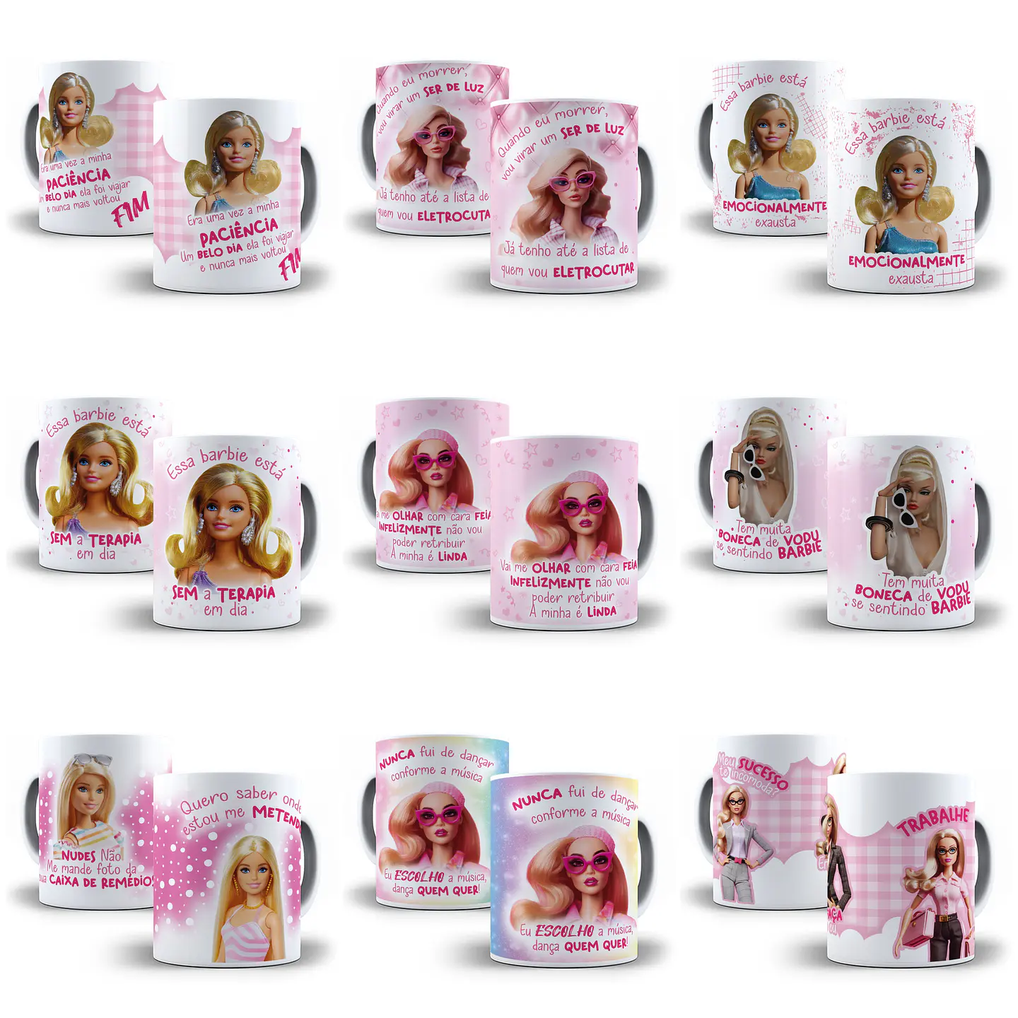 12 Artes para Caneca Barbie Frases em Corel Draw  1