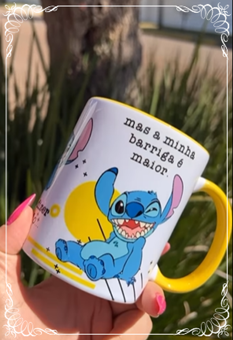 Artes para Caneca Stitch do Tamanho da Minha Barriga em Corel Draw 2