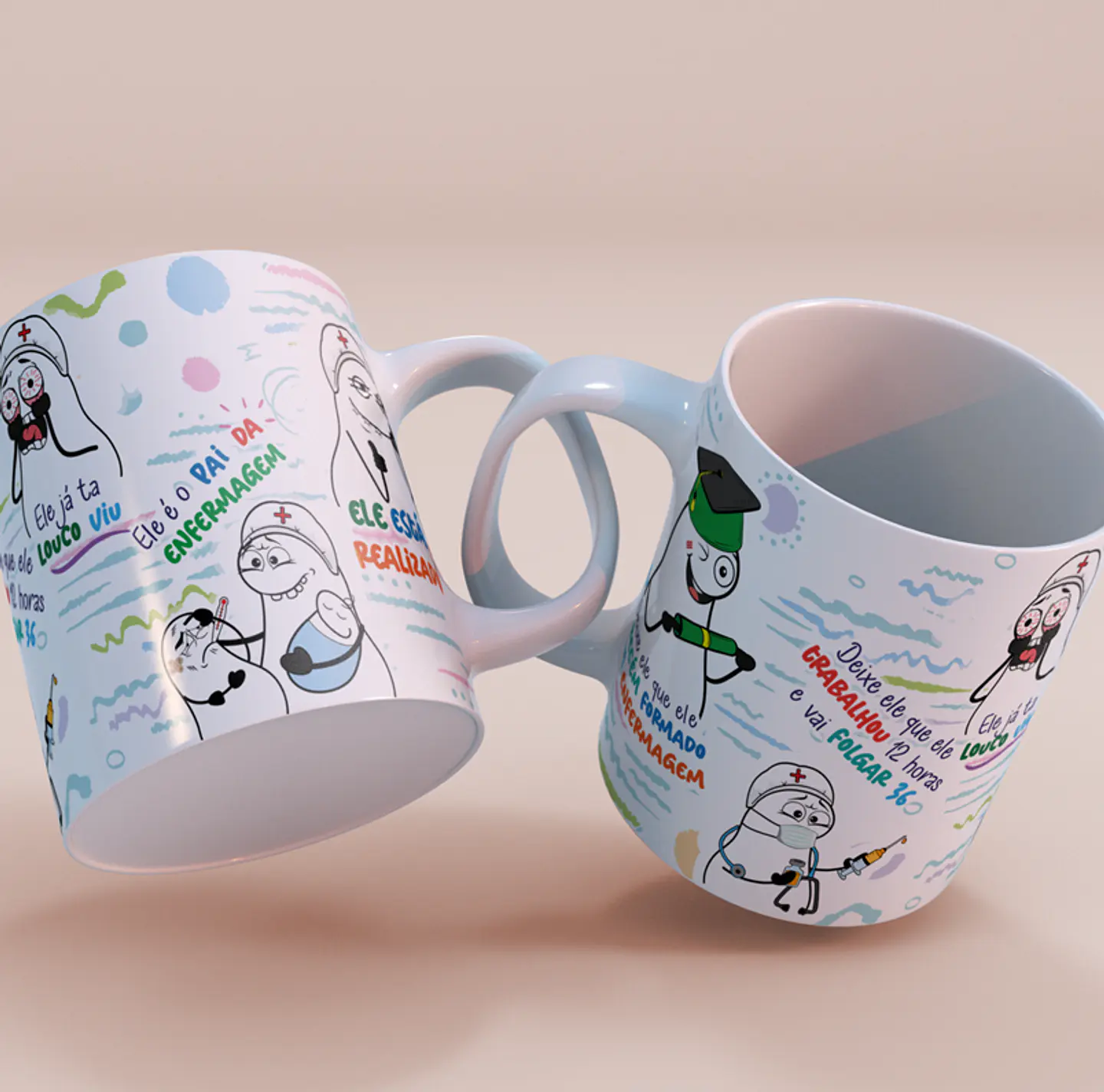 Arte Caneca Deixe ele que ele é recém formado em enfermagem - Versão Masculina Png 3