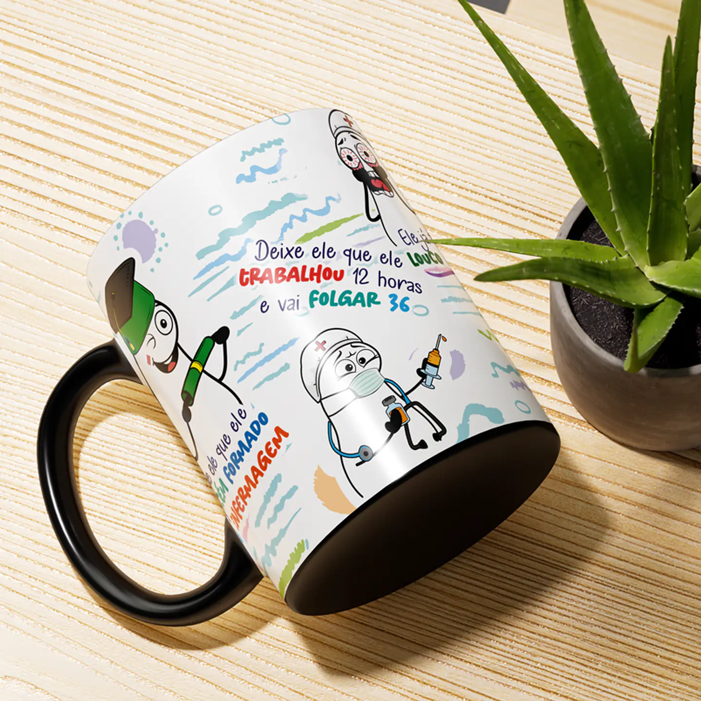 Arte Caneca Deixe ele que ele é recém formado em enfermagem - Versão Masculina Png 4