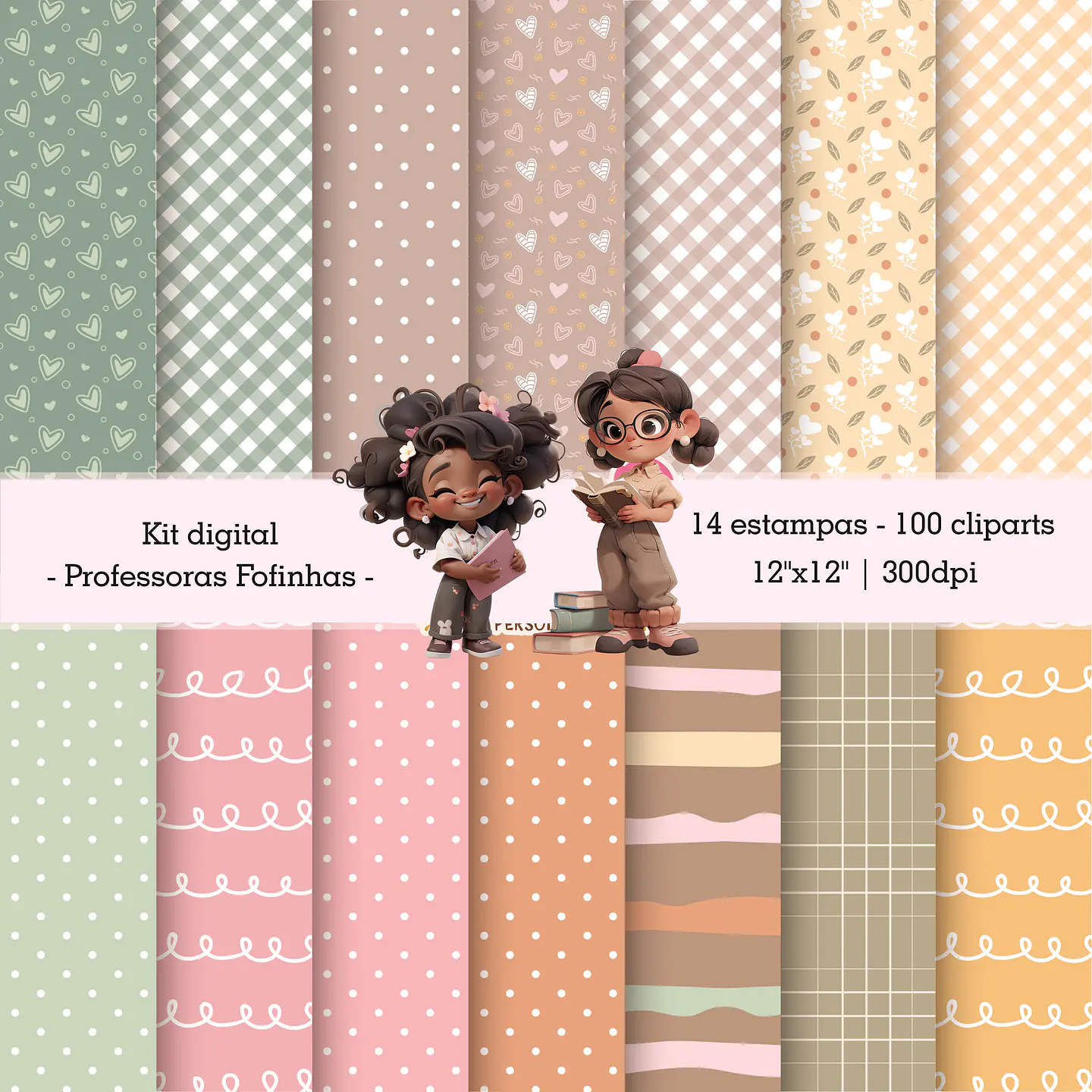 Kit Digital Mascotinhas Professoras Fofinhas 3D em Png  3