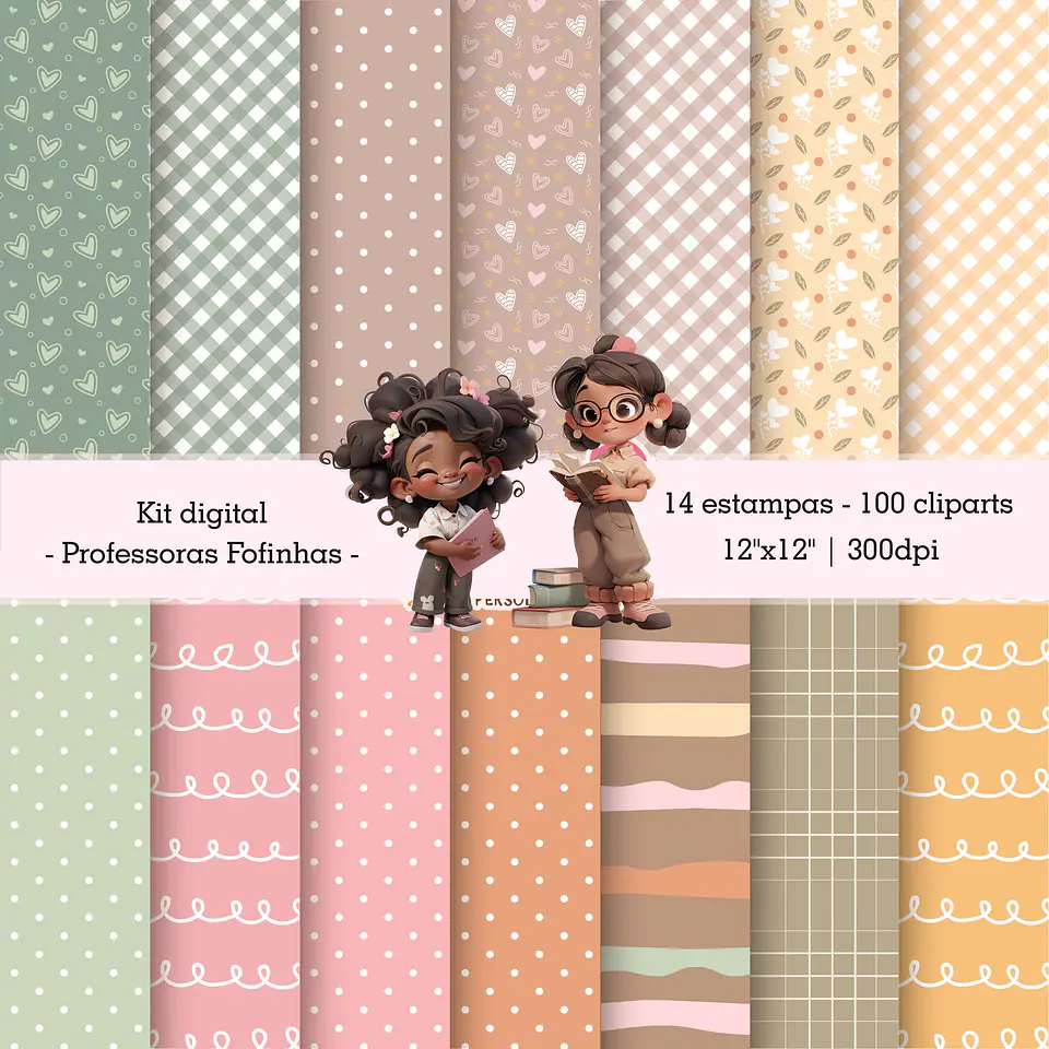 Kit Digital Mascotinhas Professoras Fofinhas 3D em Png  3