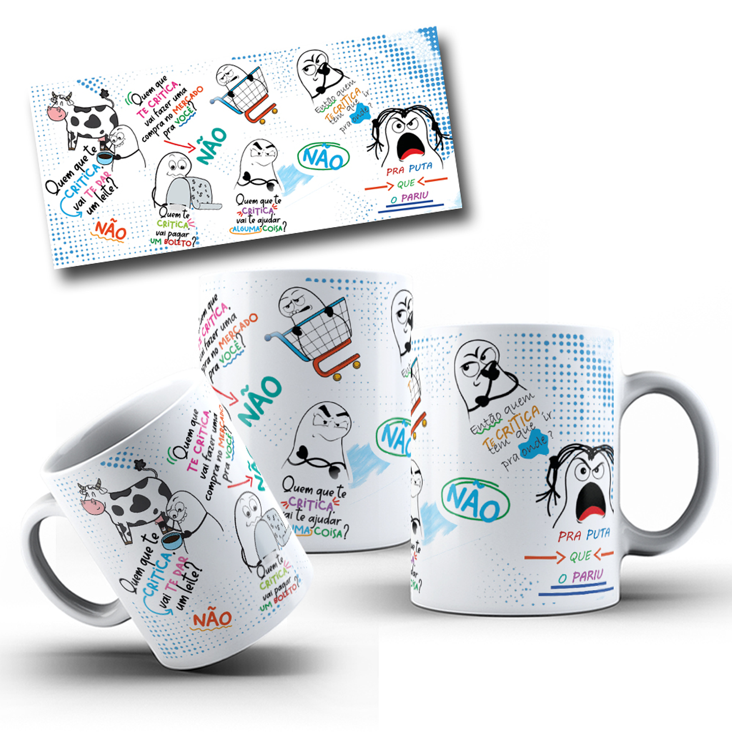 Arte Caneca Quem Te Critica Vai te dar um leite Flork Arquivo Png   1