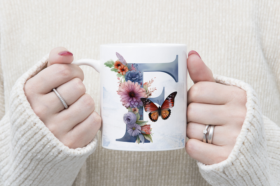 26 Artes Caneca Alfabeto Borboleta em Corel Draw  6