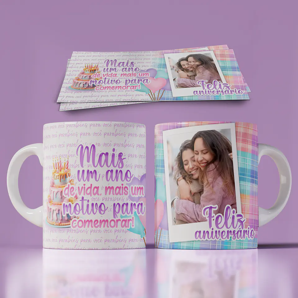 10 Artes Caneca Feliz Aniversário em Photoshop 7