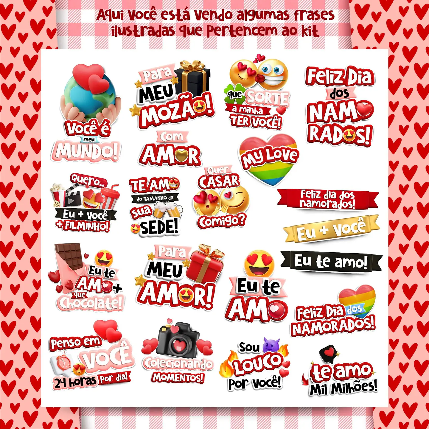 Kit Digital Dia dos Namorados em Png 4
