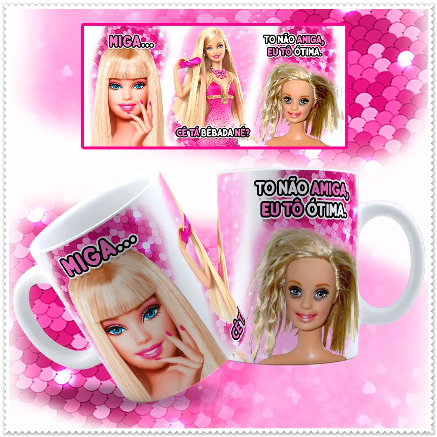 5 Artes para Caneca Barbie Frases Arquivos Png 5
