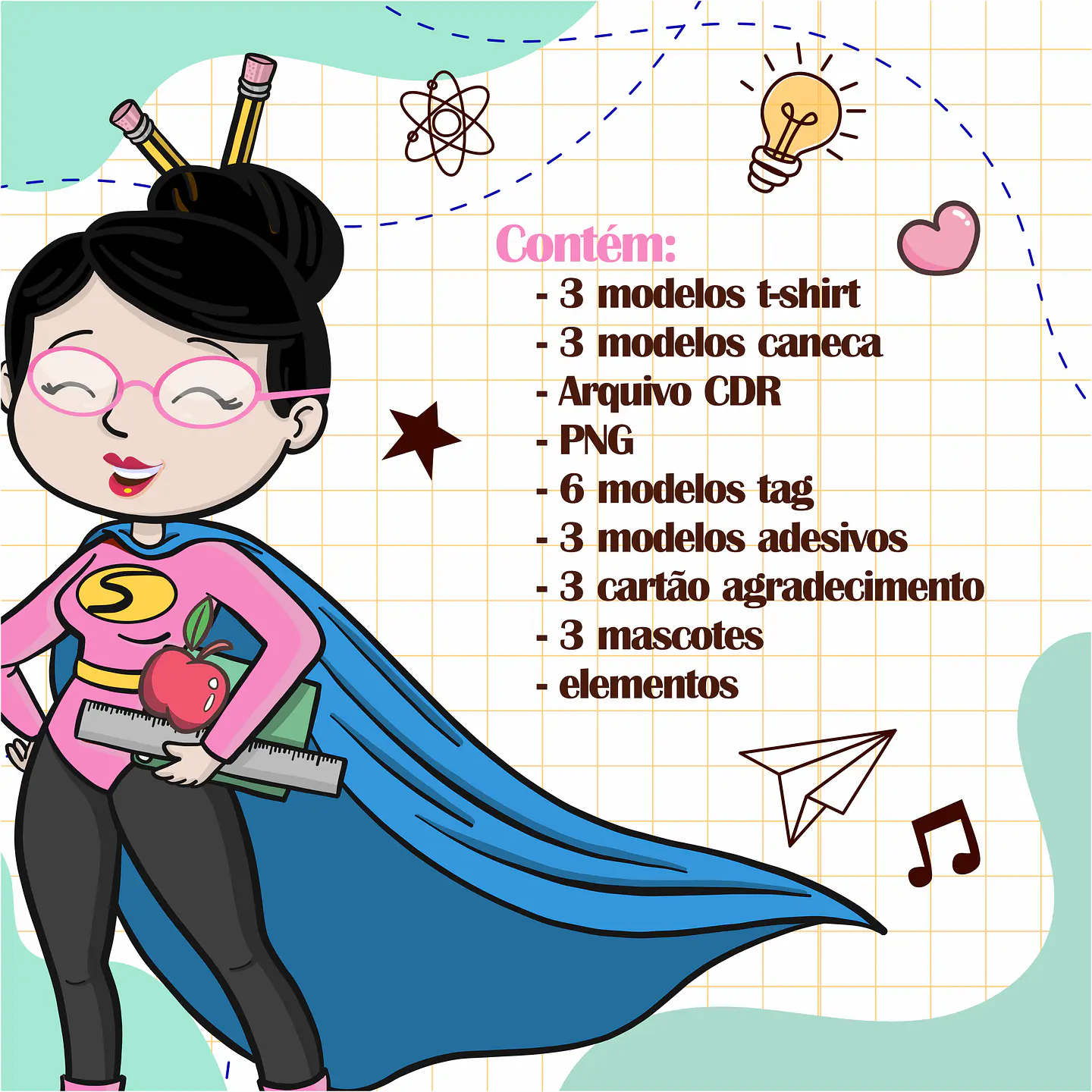 Artes para Sublimação Super Professora em Corel Draw 1
