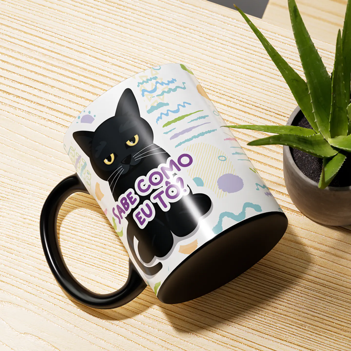 Arte Caneca Tô Nem Ai - Gato Debochado Arquivo Png 2