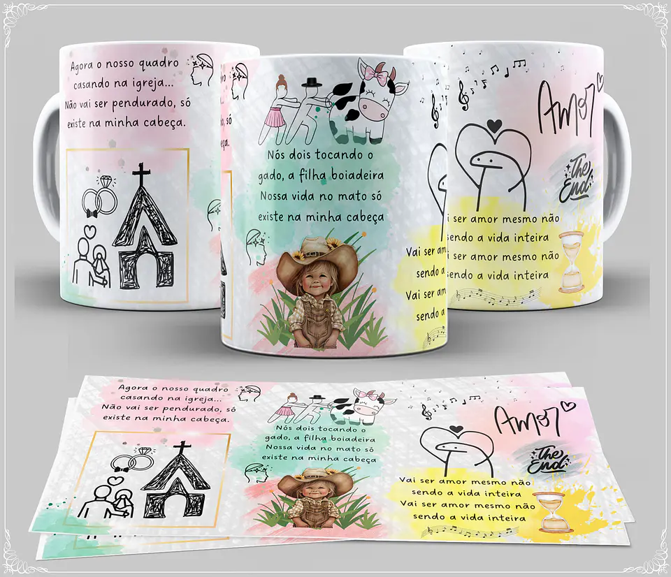 Artes para Caneca Musica Nosso Quadro em CorelDraw - Ana Castela 1