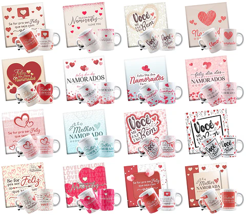 36 Artes para Caneca e Azulejo Dia dos Namorados  Arquivos Editáveis em Corel Draw