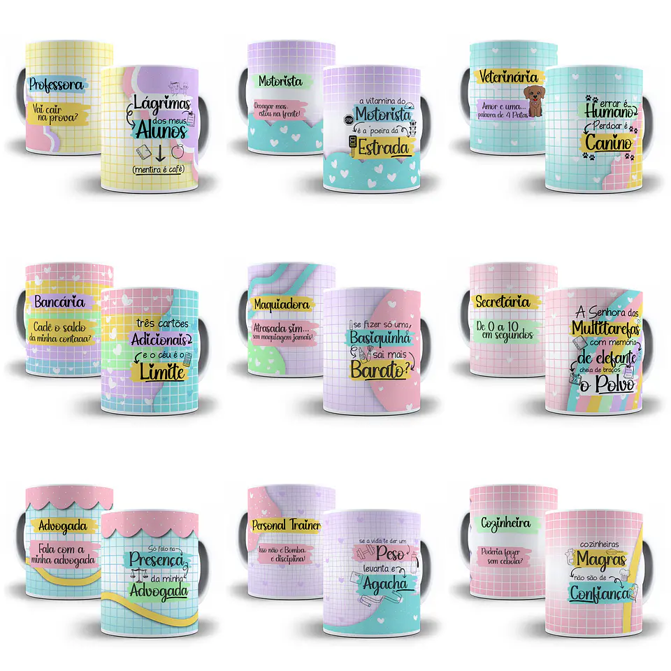 20 Artes para Caneca Profissões em CorelDraw 1