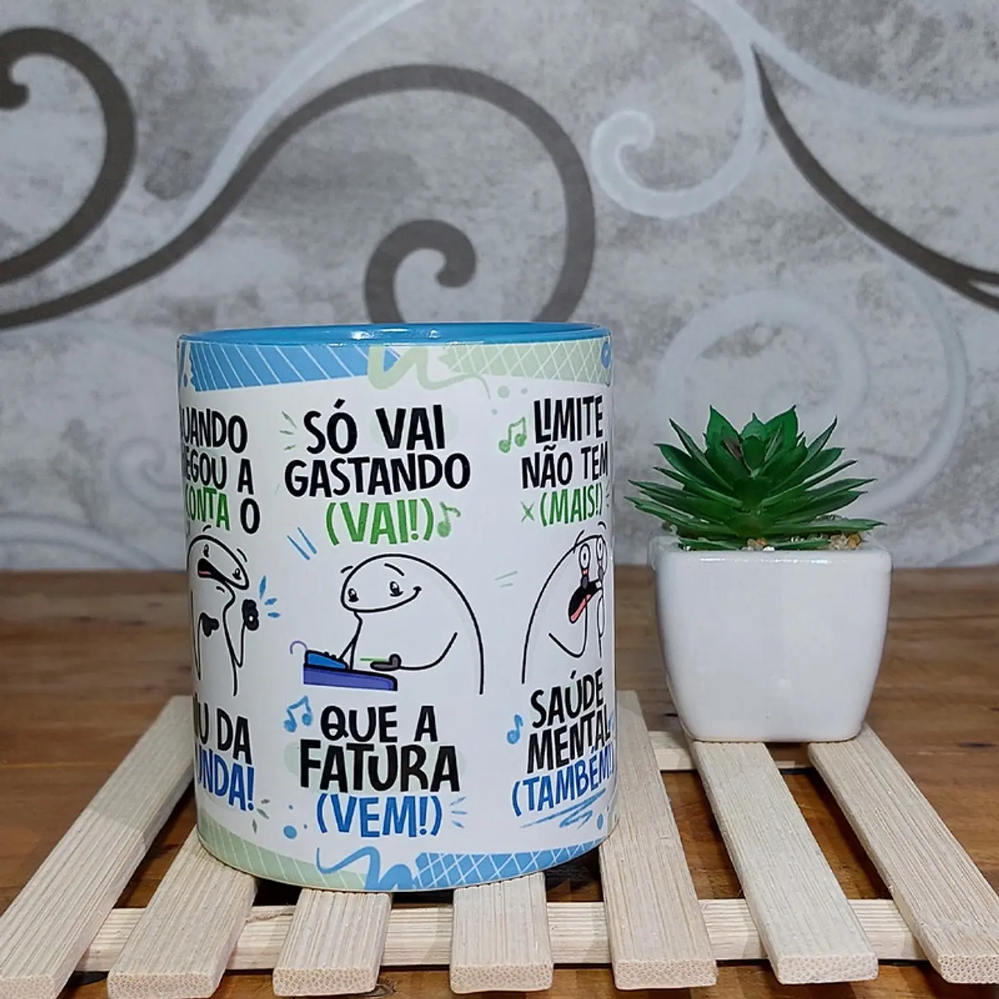 Arte Caneca Fui Passando no Crédito Esqueci a Fatura Azul Arquivo Png 2