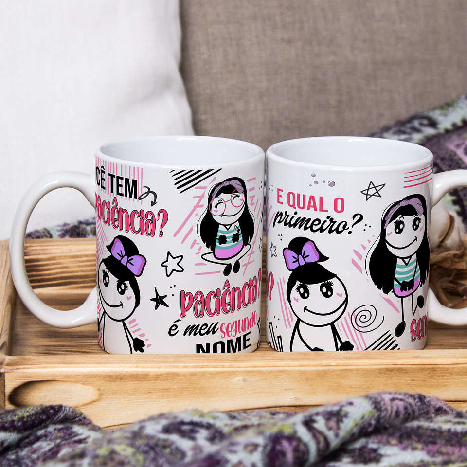 Arte para Caneca Cê tem paciência? Paciência é meu segundo nome Arquivo Png 2
