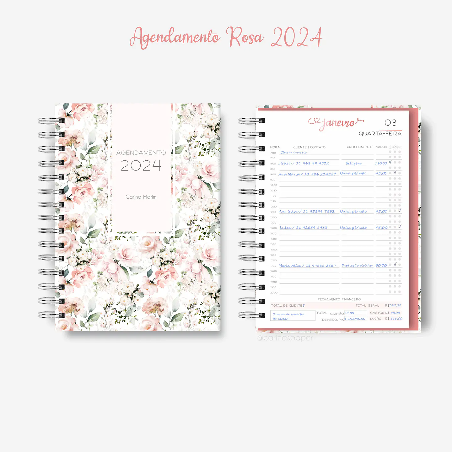 Arquivo Miolo Agenda Agendamento Rosa A5 2024 em Pdf 3