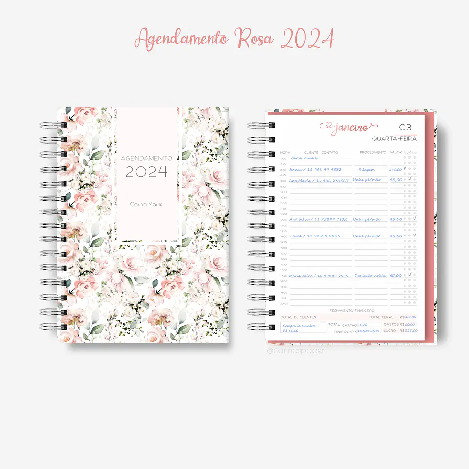 Arquivo Miolo Agenda Agendamento Rosa A5 2024 em Pdf 3