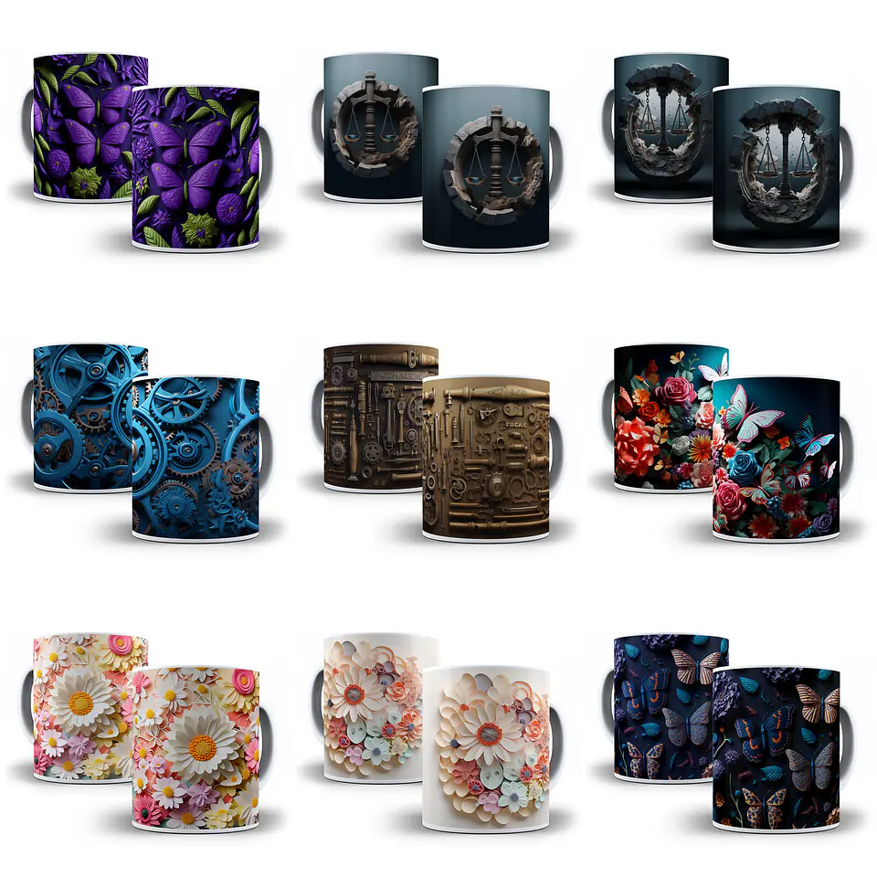 60 Artes para Sublimação Caneca 3d em Jpg 2