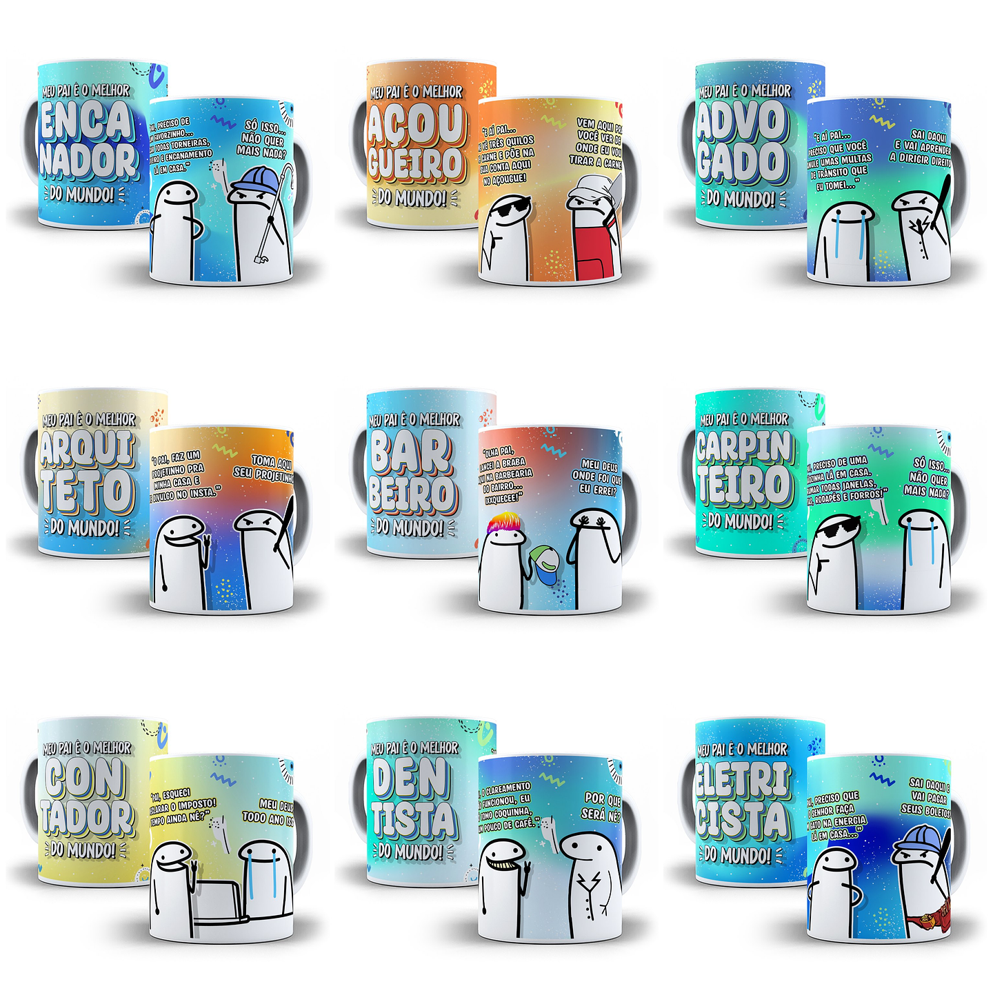 12 Artes Canecas Dia dos Pais Flork Profissões em Jpg 1